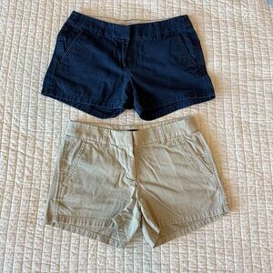 J. Crew Women's Navy and Tan Chino Shorts Bundle (Size 0/XS)